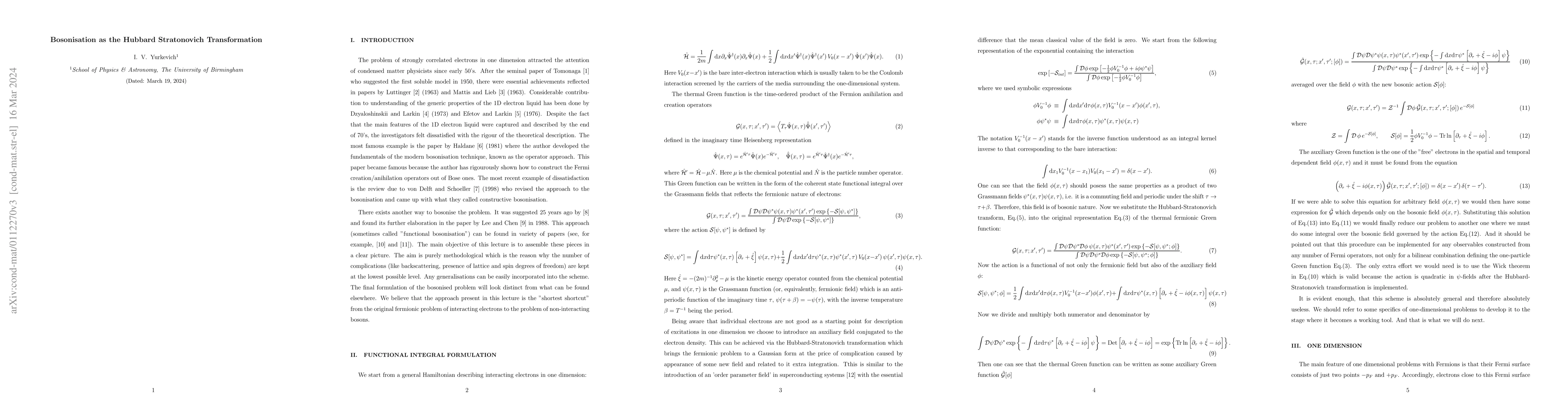 Thumbnail for Bosonisation as the Hubbard-Stratonovich Transformation