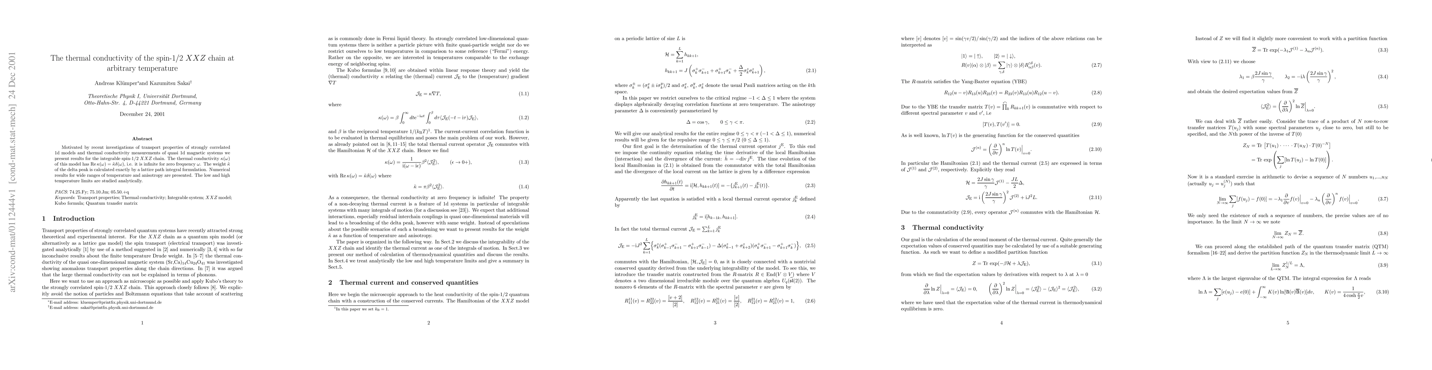 Thumbnail for The thermal conductivity of the spin-1/2 XXZ chain at arbitrary
  temperature