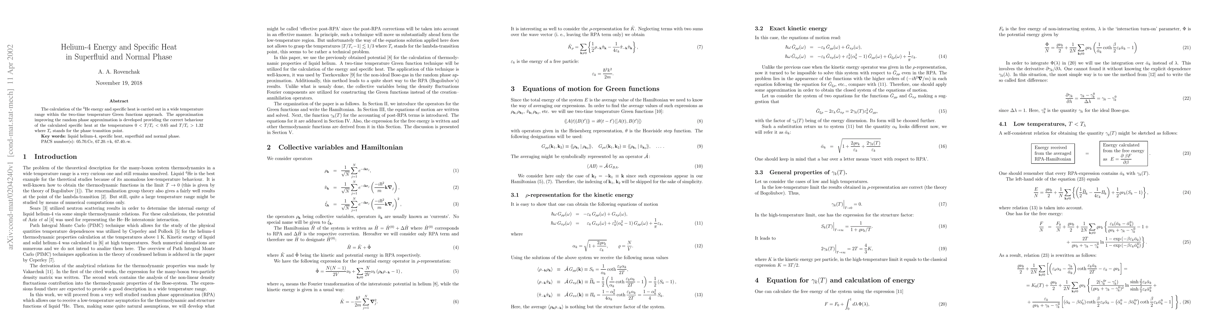Thumbnail for Helium-4 Energy and Specific Heat in Superfluid and Normal Phase