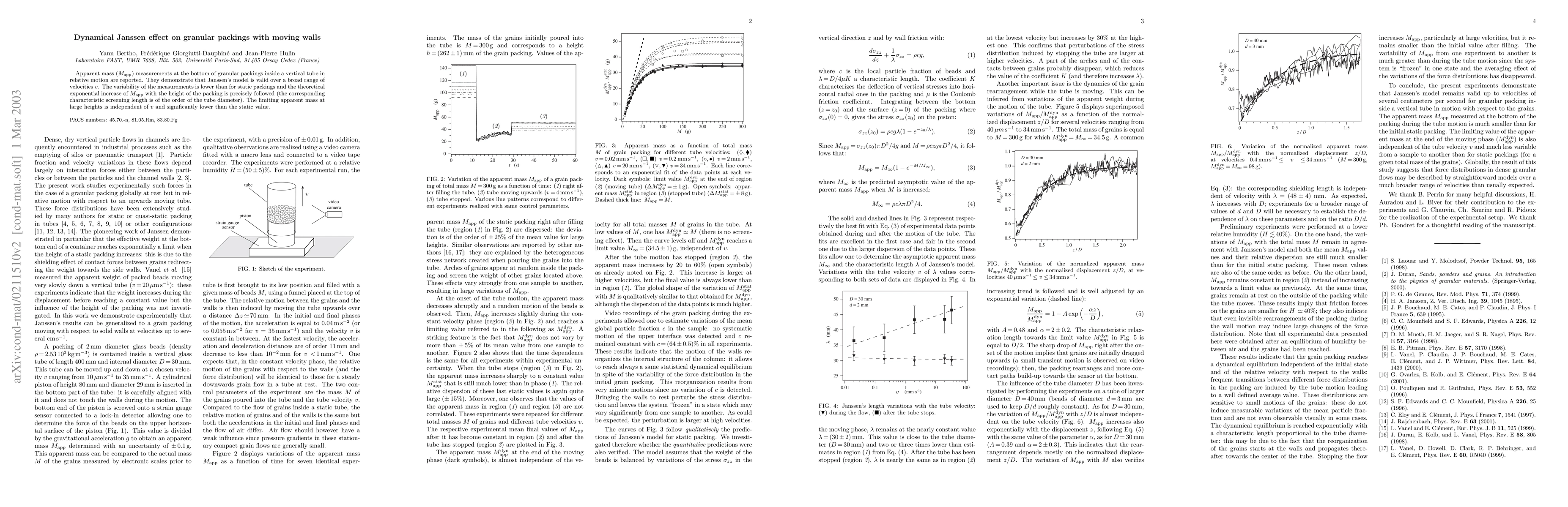 Thumbnail for Dynamical Janssen effect on granular packings with moving walls