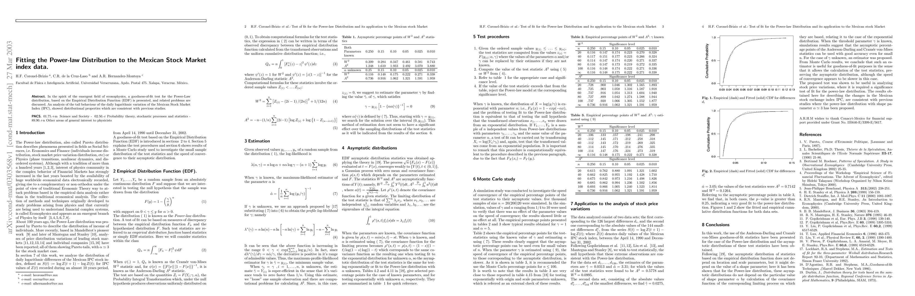 Thumbnail for Fitting the Power-law Distribution to the Mexican Stock Market index
  data