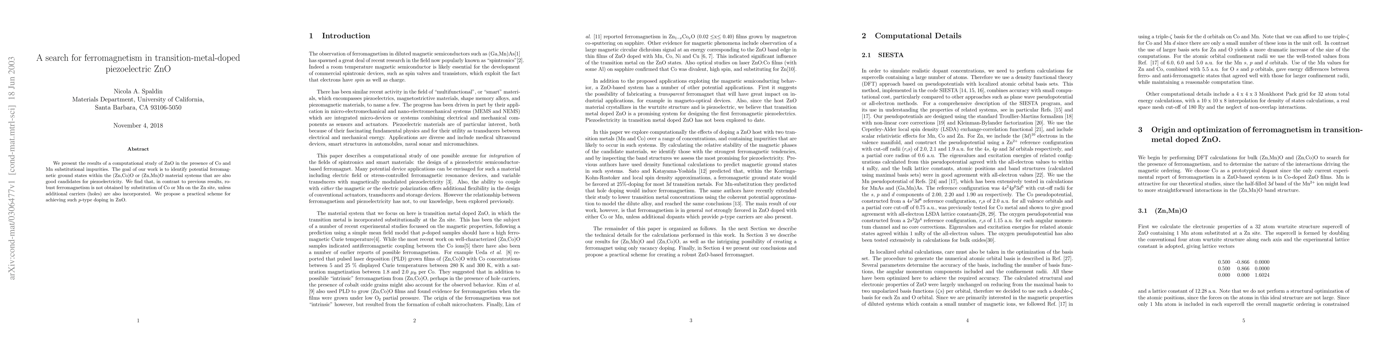 Thumbnail for A search for ferromagnetism in transition-metal-doped piezoelectric ZnO