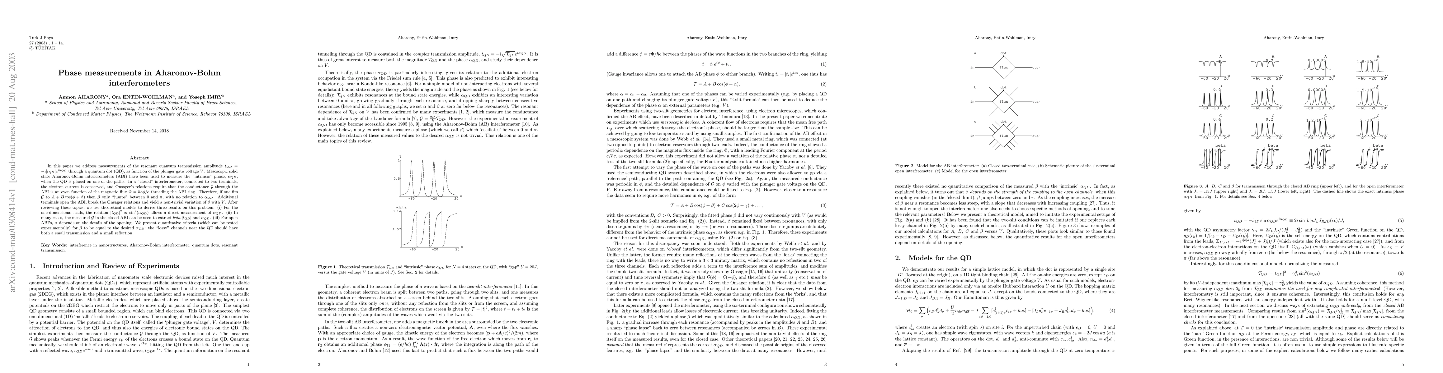 Thumbnail for Phase measurements in Aharonov-Bohm interferometers