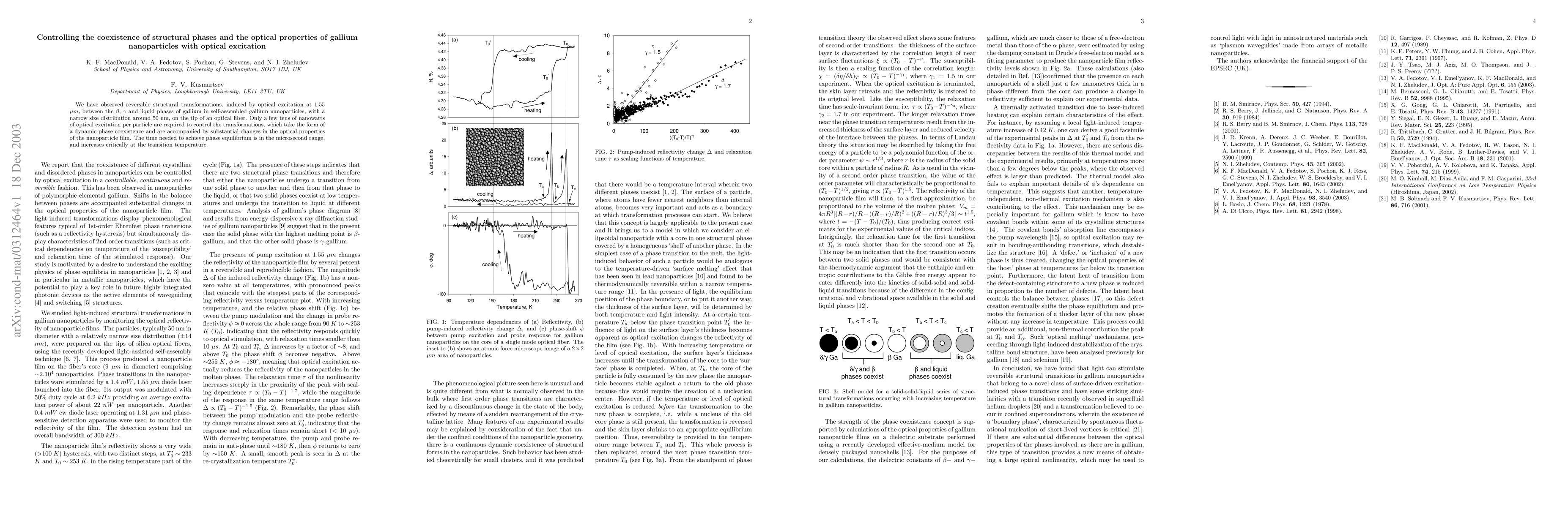 Thumbnail for Controlling the coexistence of structural phases and the optical
  properties of gallium nanoparticles with optical excitation