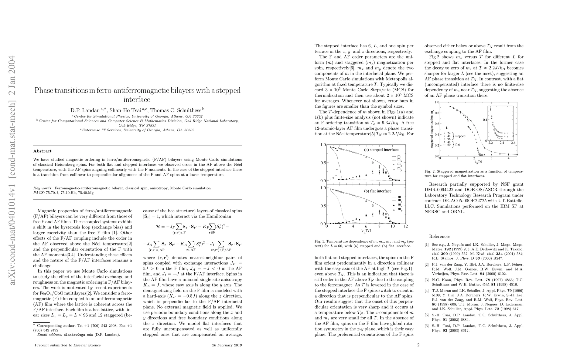 Thumbnail for Phase transitions in ferro-antiferromagnetic bilayers with a stepped
  interface
