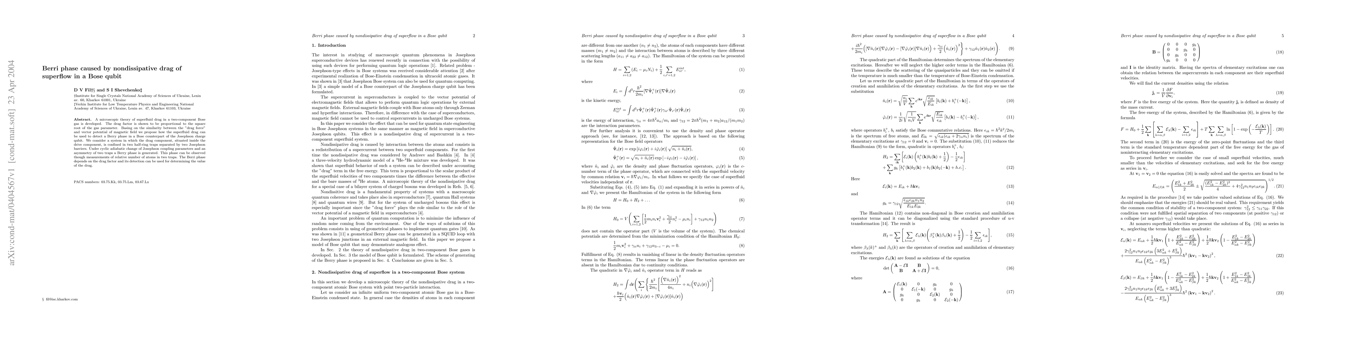 Thumbnail for Berry phase caused by nondissipative drag of superflow in a Bose qubit