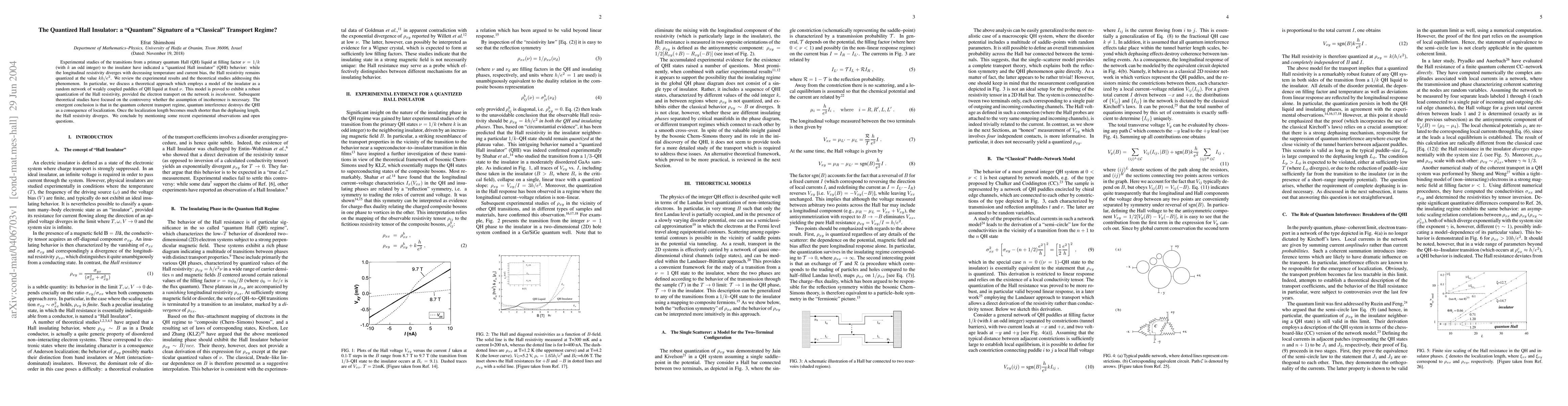 Thumbnail for The Quantized Hall Insulator: a "Quantum" Signature of a "Classical"
  Transport Regime?