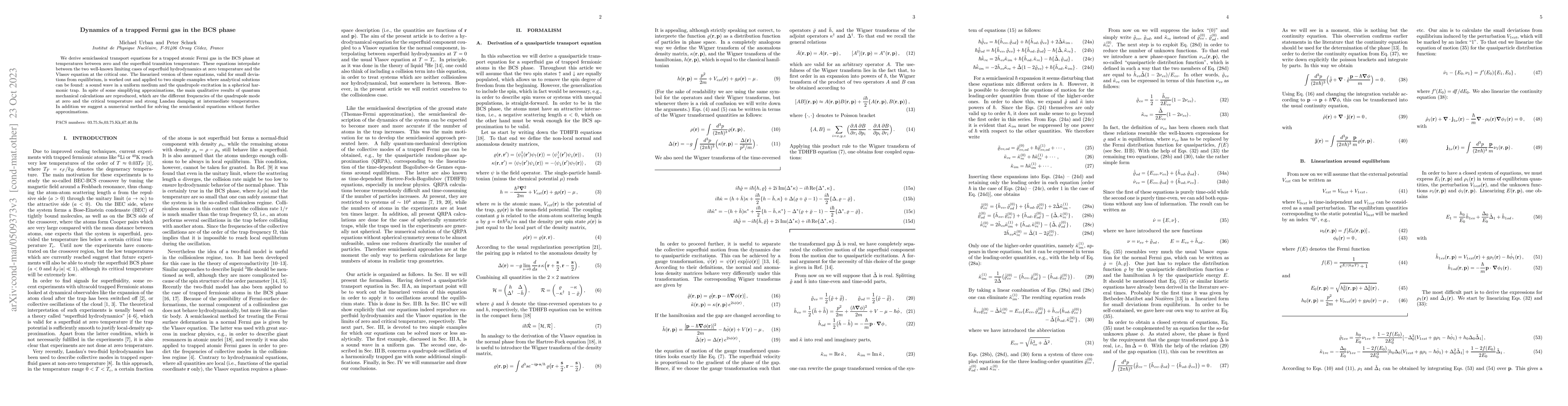 Thumbnail for Dynamics of a trapped Fermi gas in the BCS phase