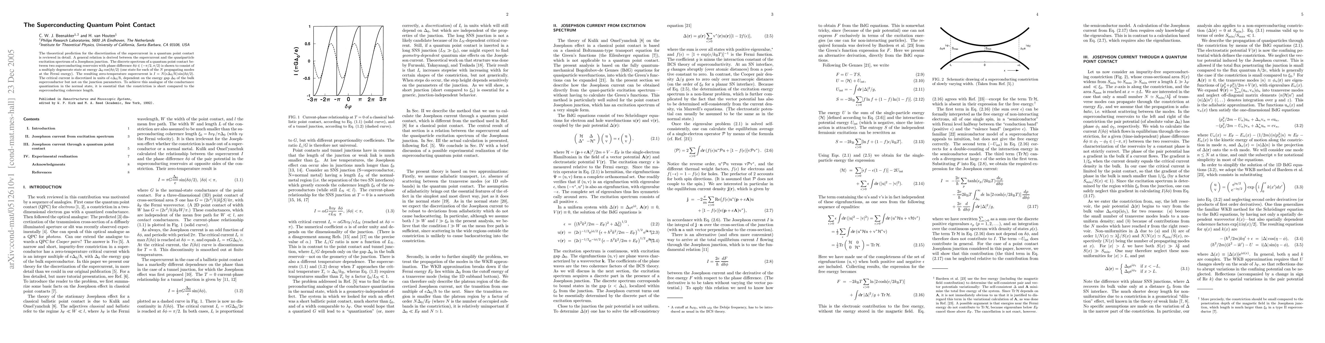 Thumbnail for The Superconducting Quantum Point Contact