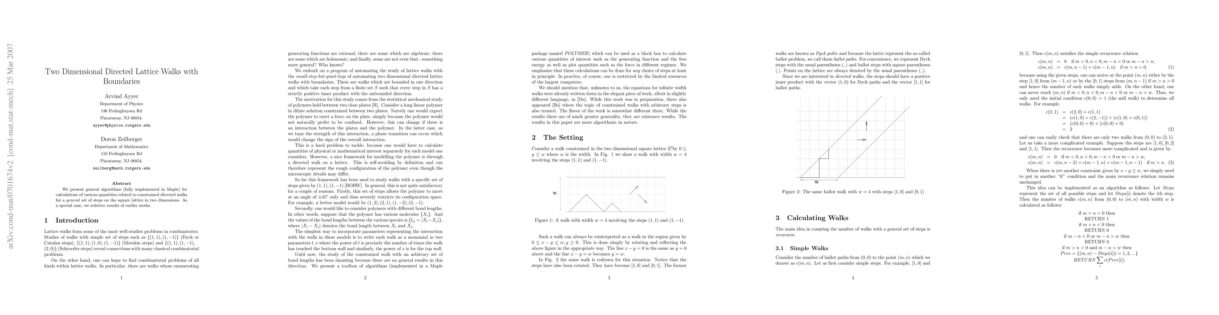 Thumbnail for Two Dimensional Directed Lattice Walks with Boundaries
