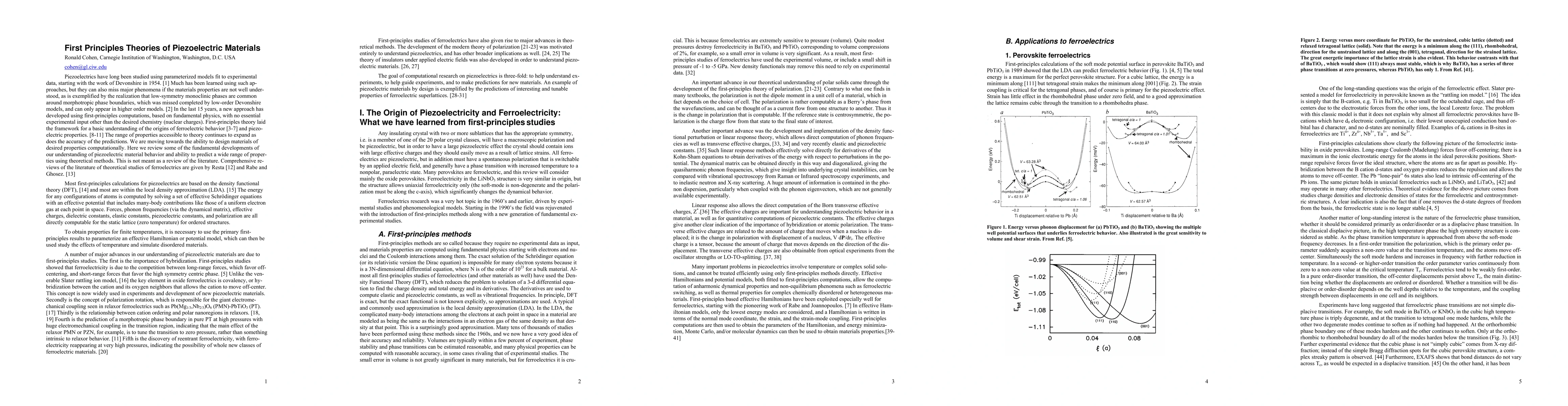 Thumbnail for First Principles Theories of Piezoelectric Materials