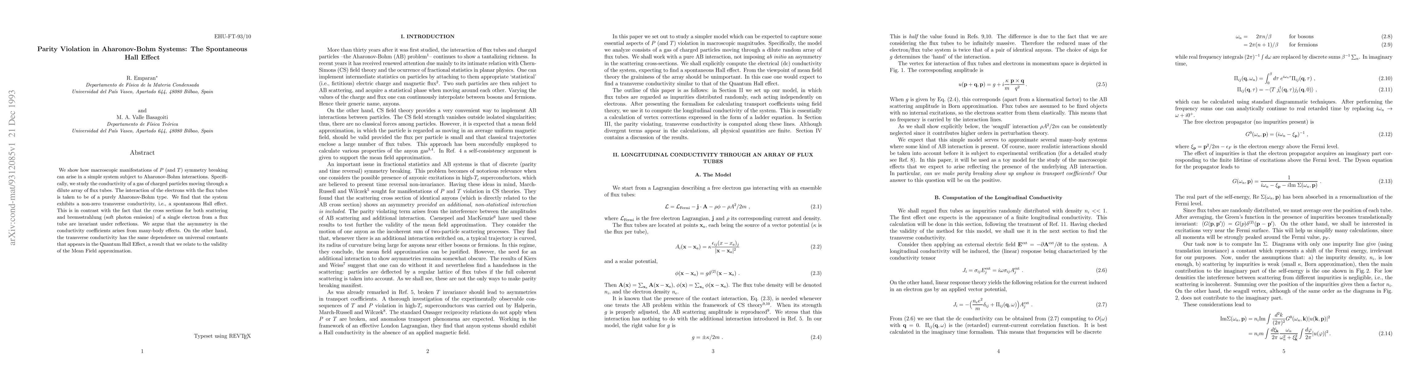 Thumbnail for Parity Violation in Aharonov-Bohm Systems: The Spontaneous Hall Effect