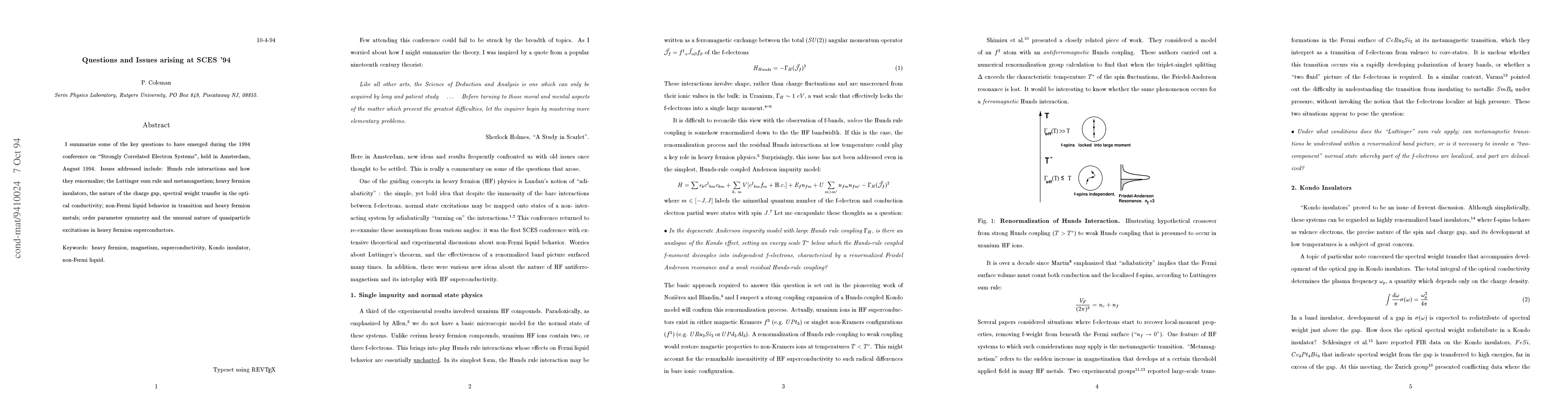 Thumbnail for Questions and Issues Arising at SCES '94 Theory