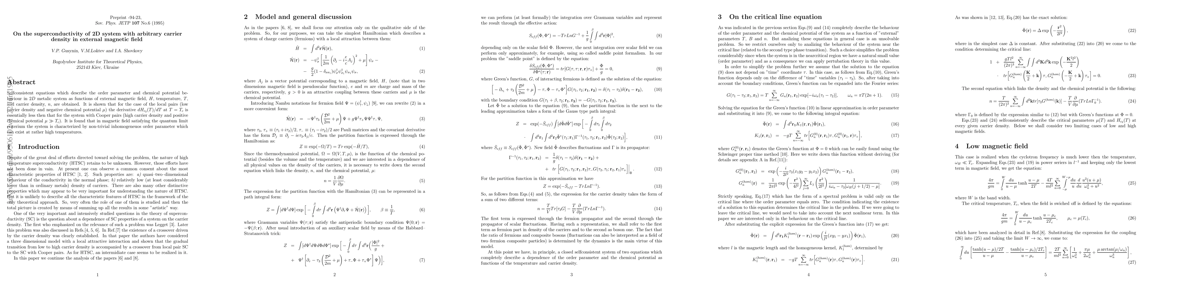 Thumbnail for On the Superconductivity of 2D System with Arbitrary Carrier Density in
  External Magnetic Field