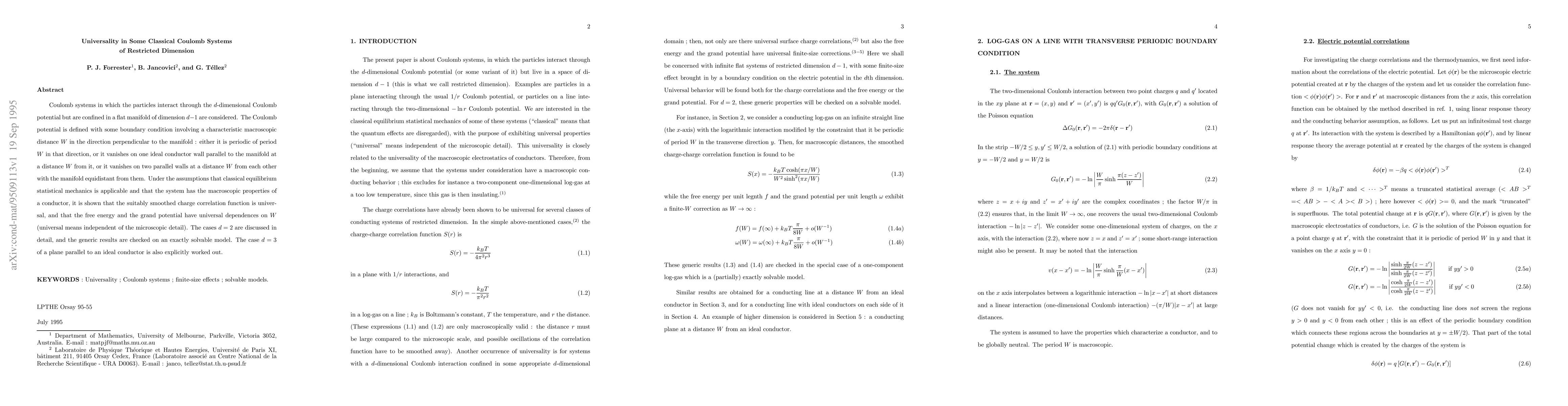 Thumbnail for Universality in some classical Coulomb systems of restricted dimension