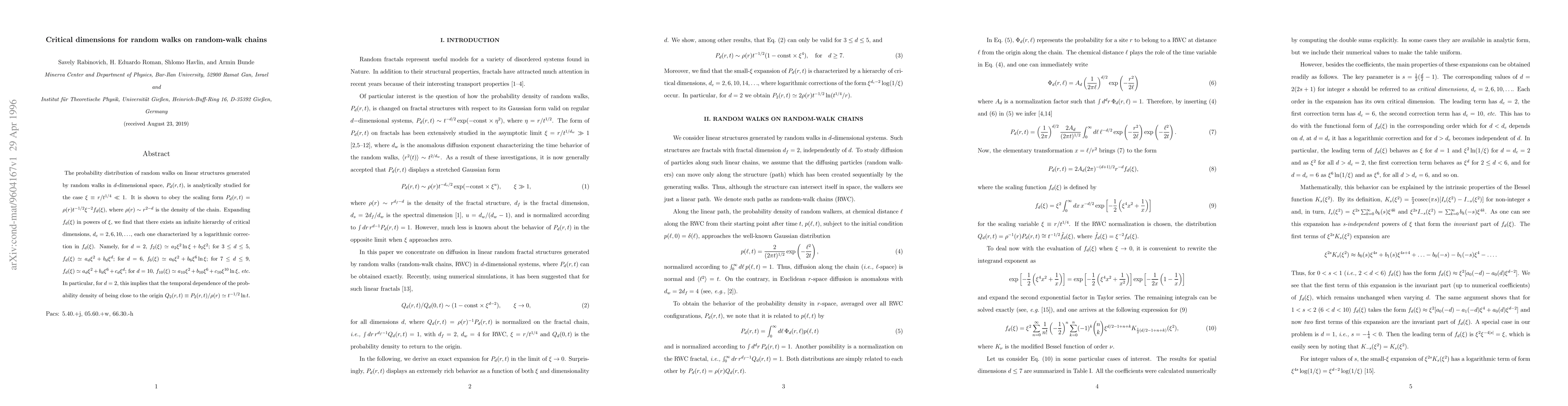Thumbnail for Critical dimensions for random walks on random-walk chains