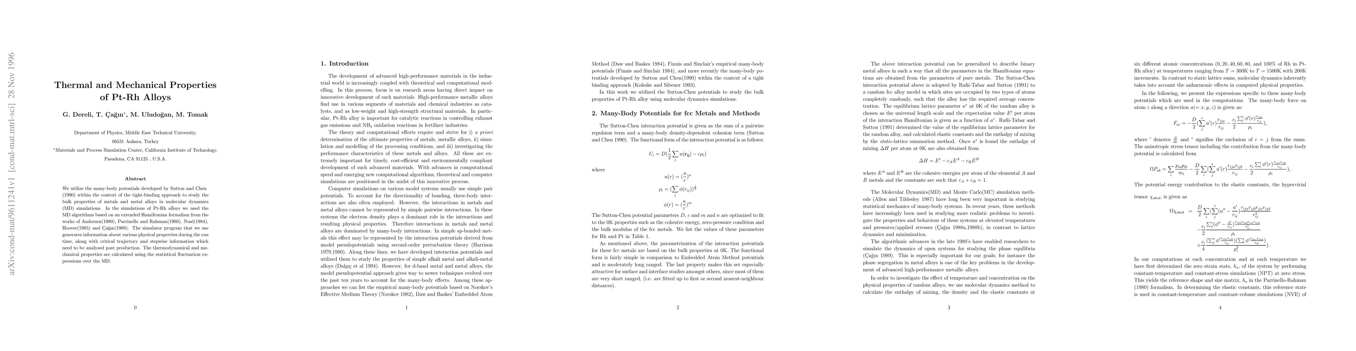 Thumbnail for Thermal and Mechanical Properties of Pt-Rh Alloys