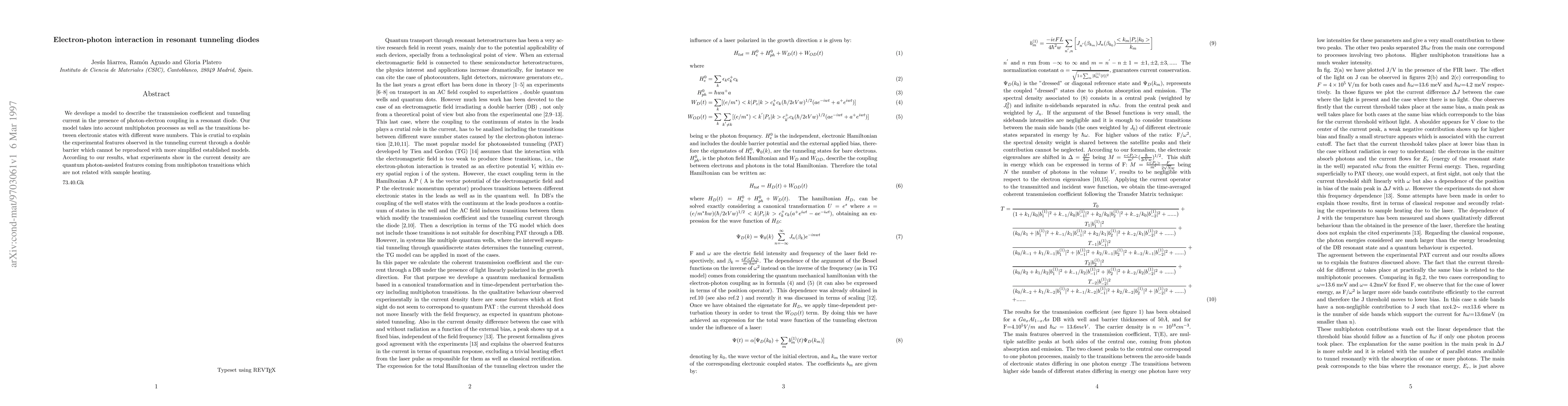 Thumbnail for Electron-Photon interaction in resonant tunneling diodes