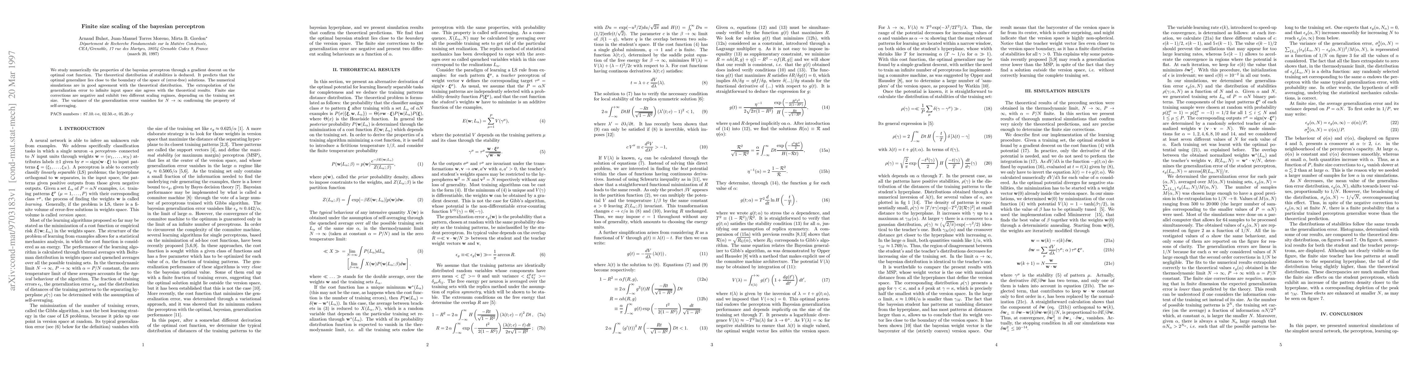 Thumbnail for Finite size scaling of the bayesian perceptron
