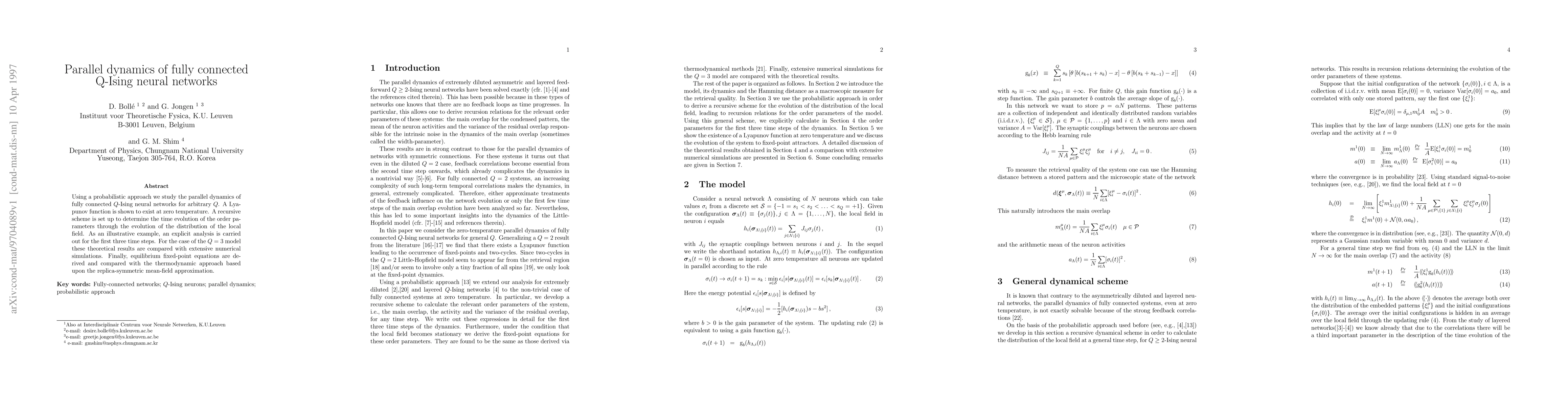 Thumbnail for Parallel dynamics of fully connected Q-Ising neural networks