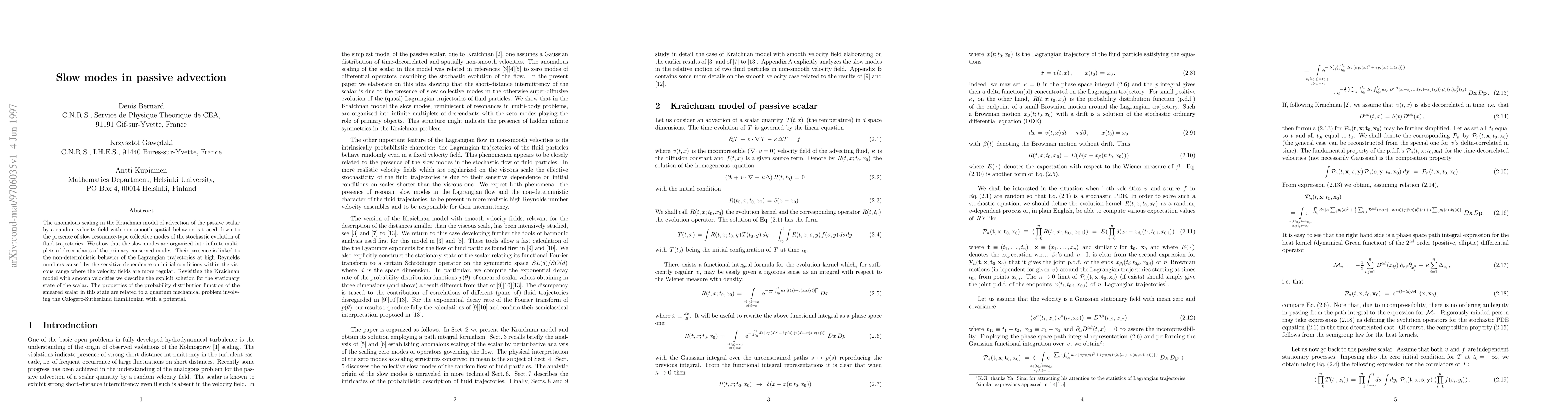 Thumbnail for Slow modes in passive advection
