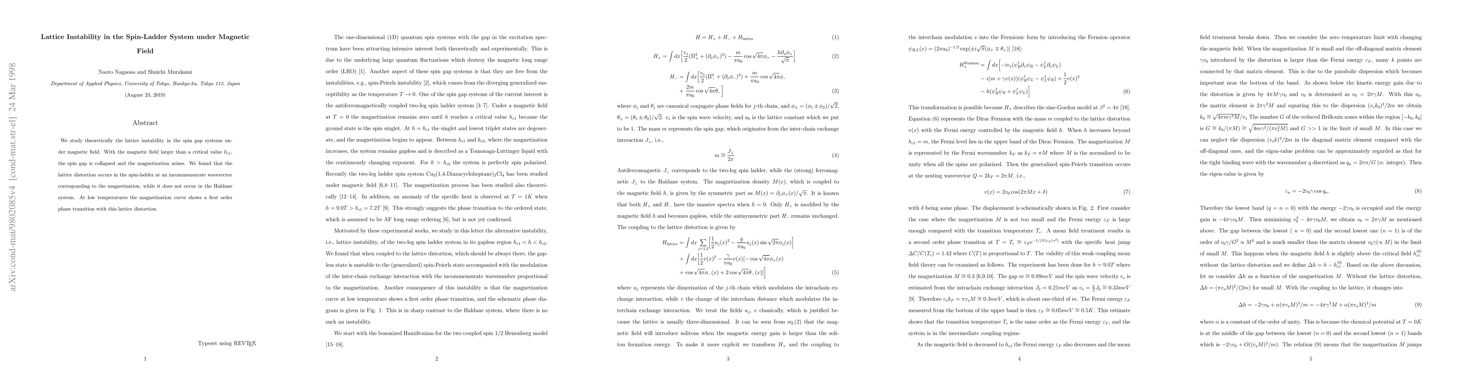 Thumbnail for Lattice Instability in the Spin-Ladder System under Magnetic Field