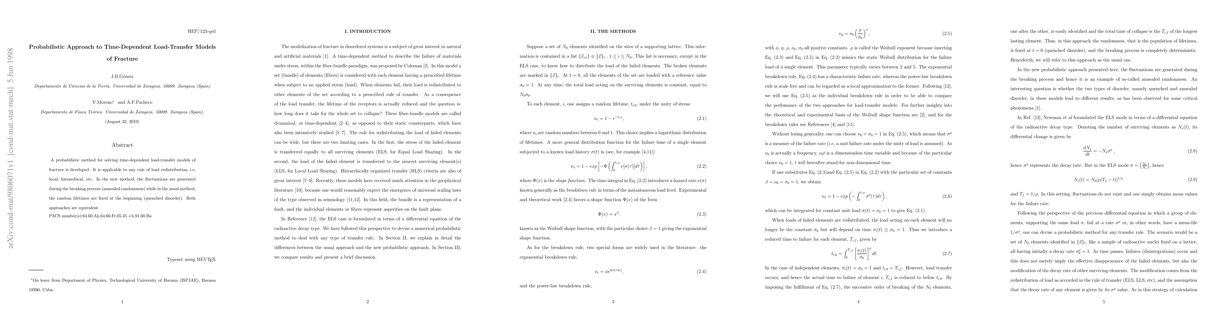 Thumbnail for Probabilistic Approach to Time-Dependent Load-Transfer Models of
  Fracture