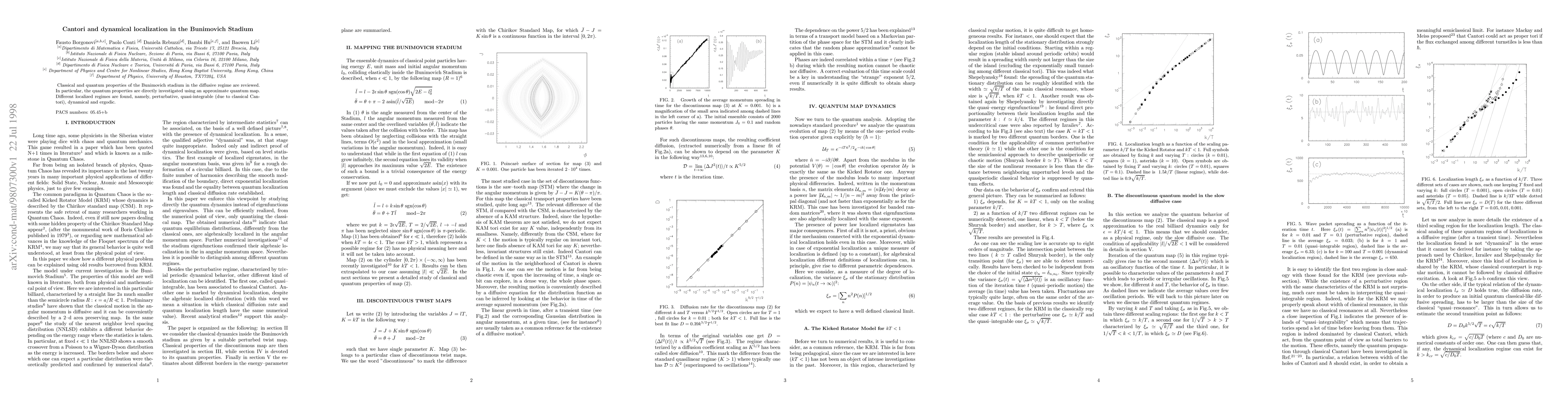 Thumbnail for Cantori and dynamical localization in the Bunimovich Stadium