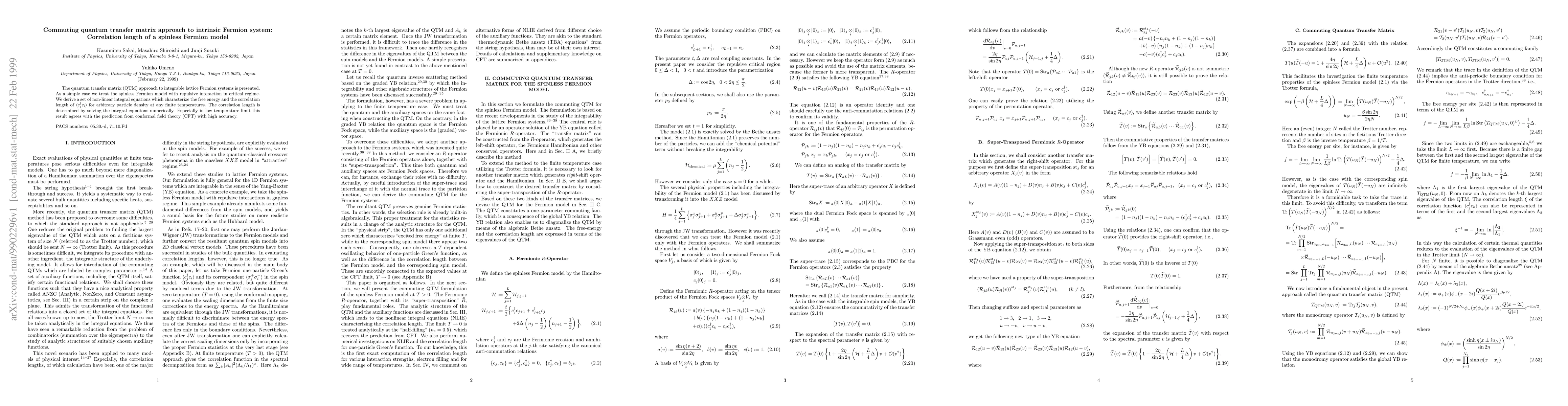 Thumbnail for Commuting quantum transfer matrix approach to intrinsic Fermion system:
  Correlation length of a spinless Fermion model