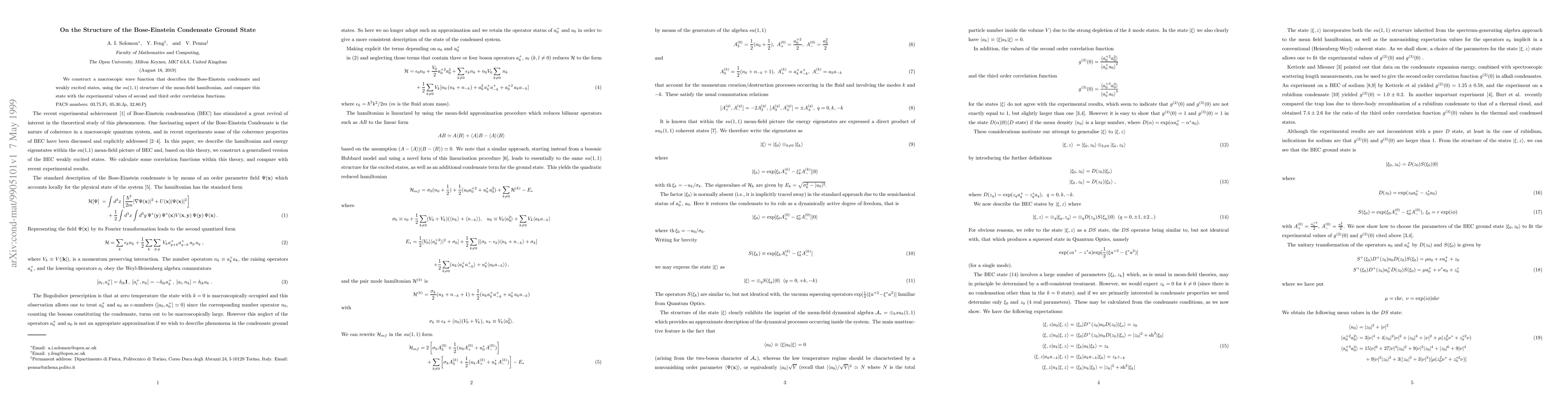 Thumbnail for On the Structure of the Bose-Einstein Condensate Ground State