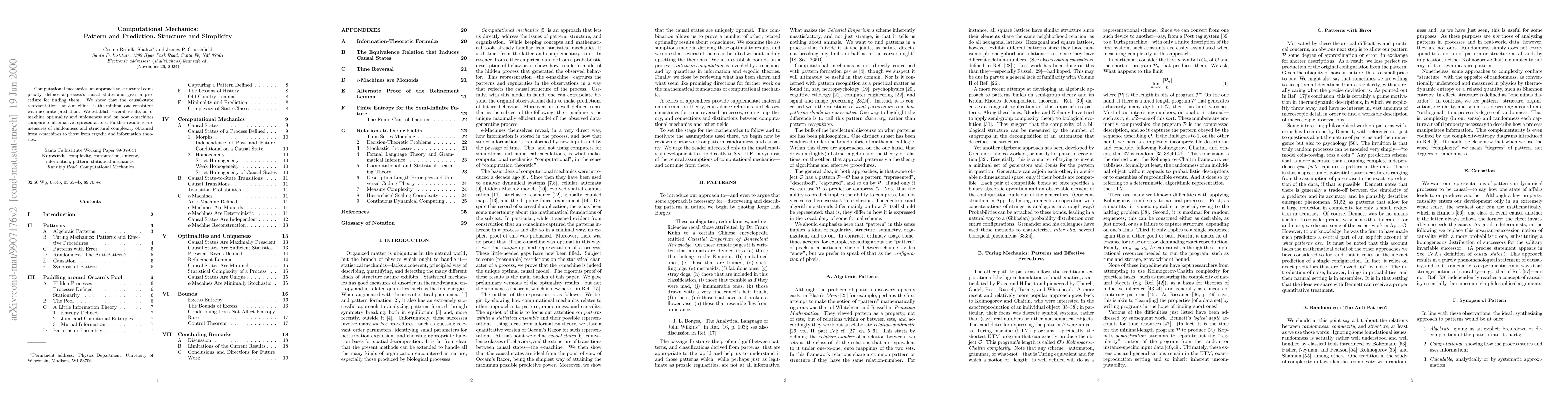 Thumbnail for Computational Mechanics: Pattern and Prediction, Structure and
  Simplicity