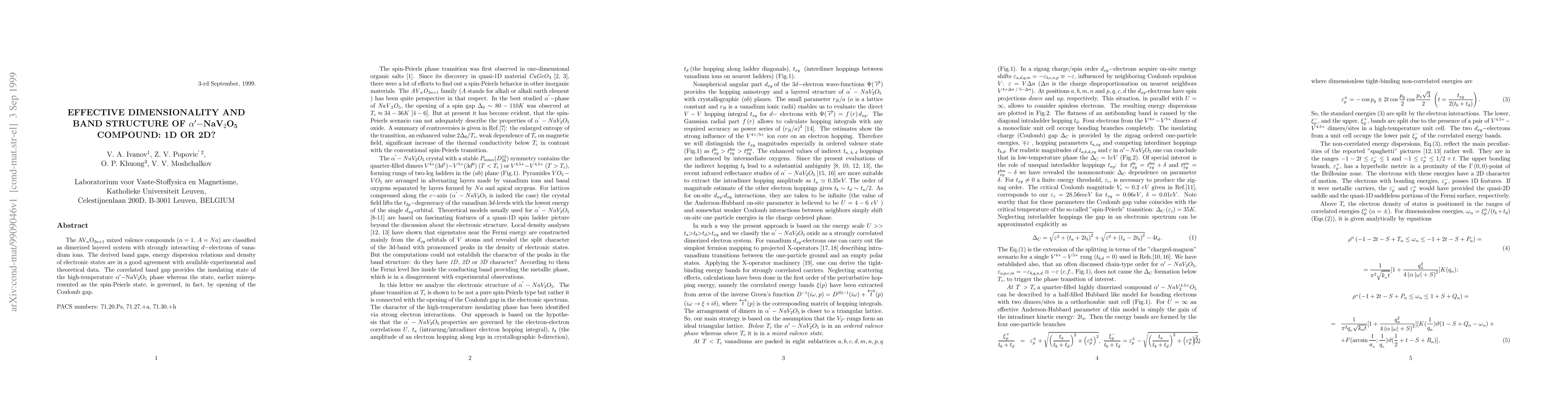 Thumbnail for Effective Dimensionality and Band Structure of alpha-Nav_2o_5 Compound:
  1D or 2D?
