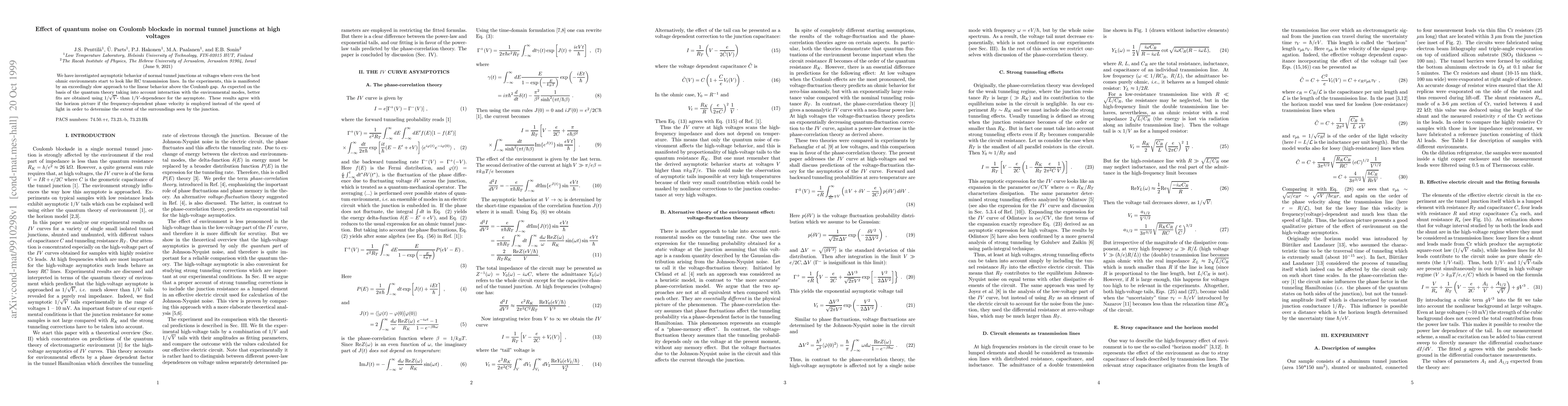 Thumbnail for Effect of quantum noise on Coulomb blockade in normal tunnel junctions
  at high voltages