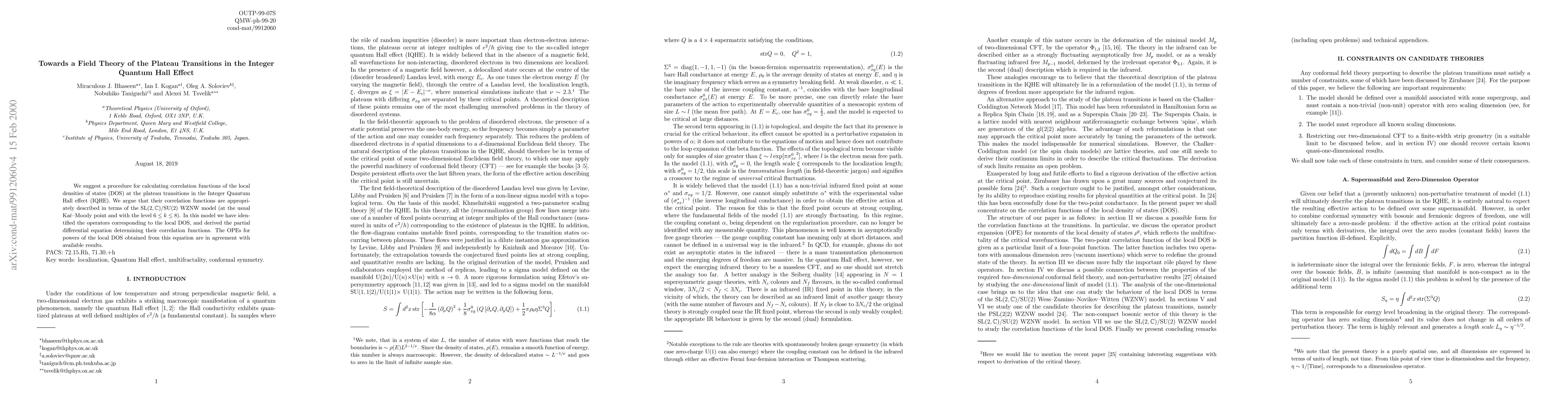 Thumbnail for Towards a Field Theory of the Plateau Transition
