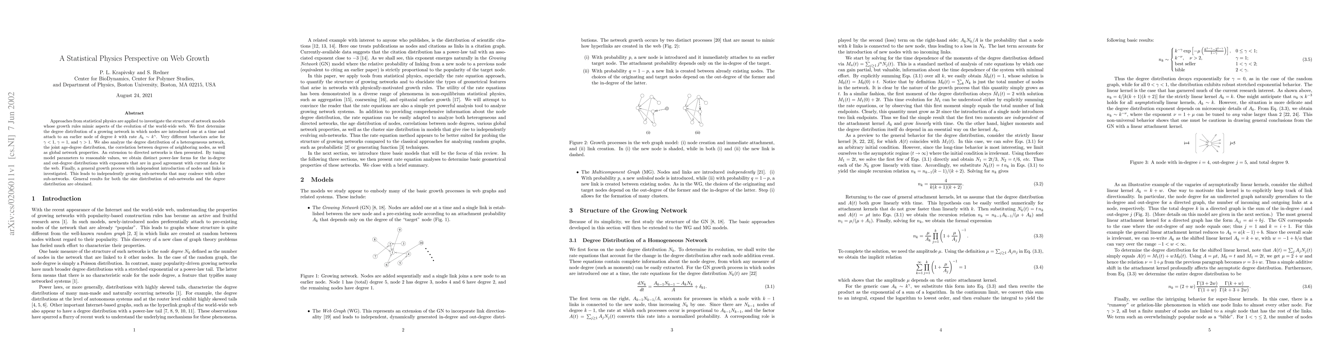 Thumbnail for A Statistical Physics Perspective on Web Growth