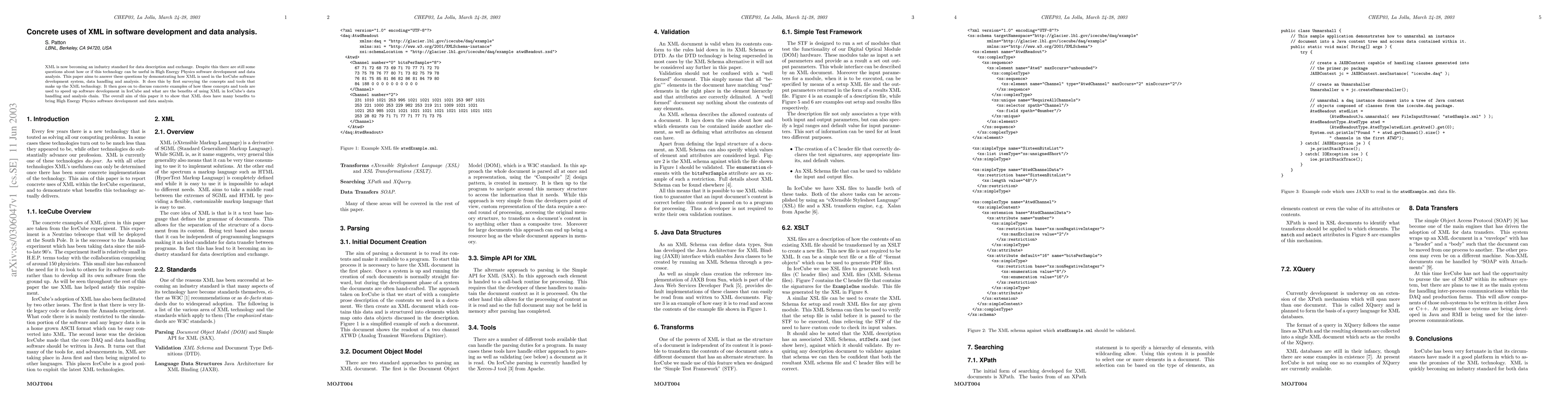 Thumbnail for Concrete uses of XML in software development and data analysis