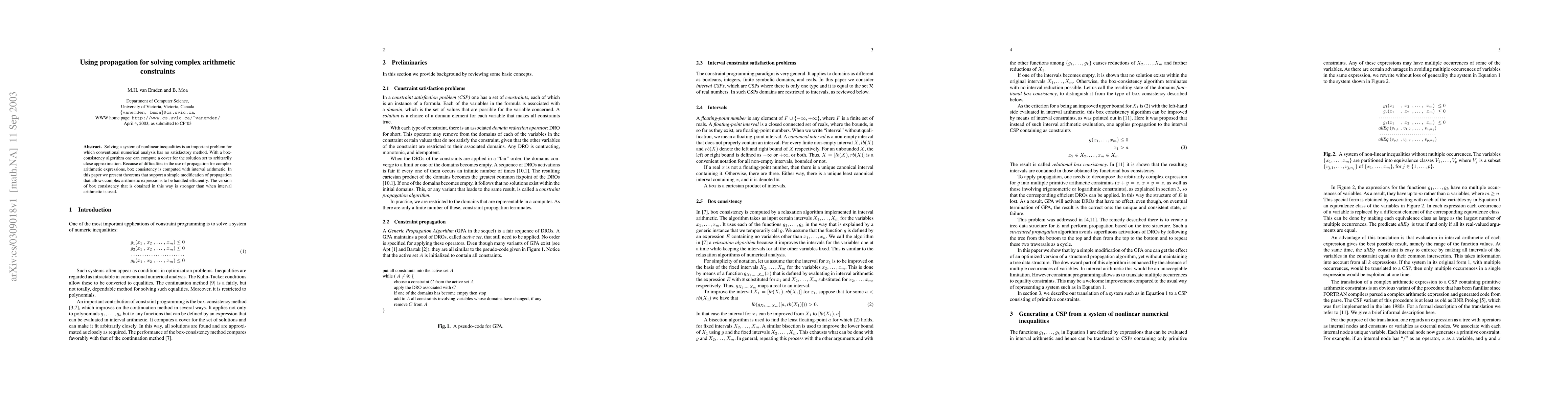 Thumbnail for Using Propagation for Solving Complex Arithmetic Constraints