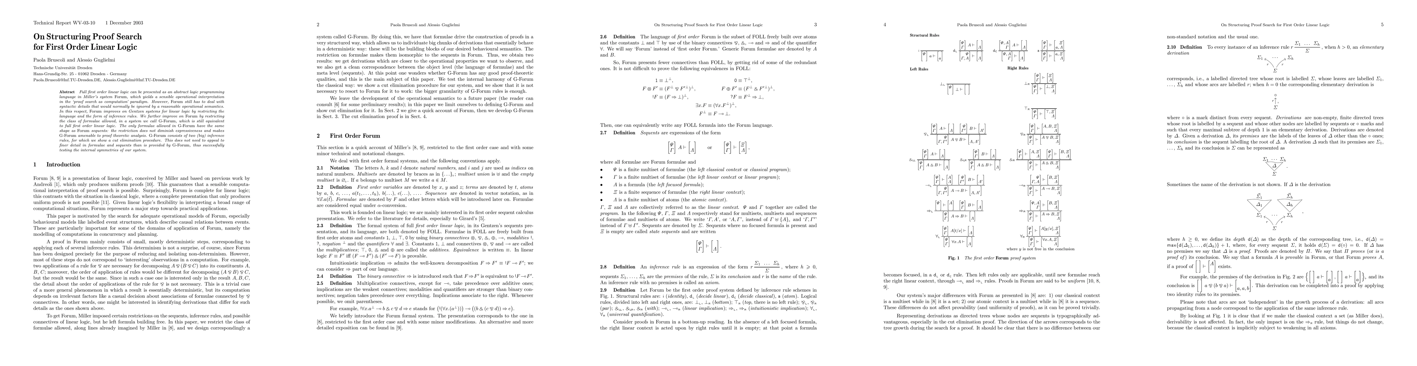 Thumbnail for On Structuring Proof Search for First Order Linear Logic