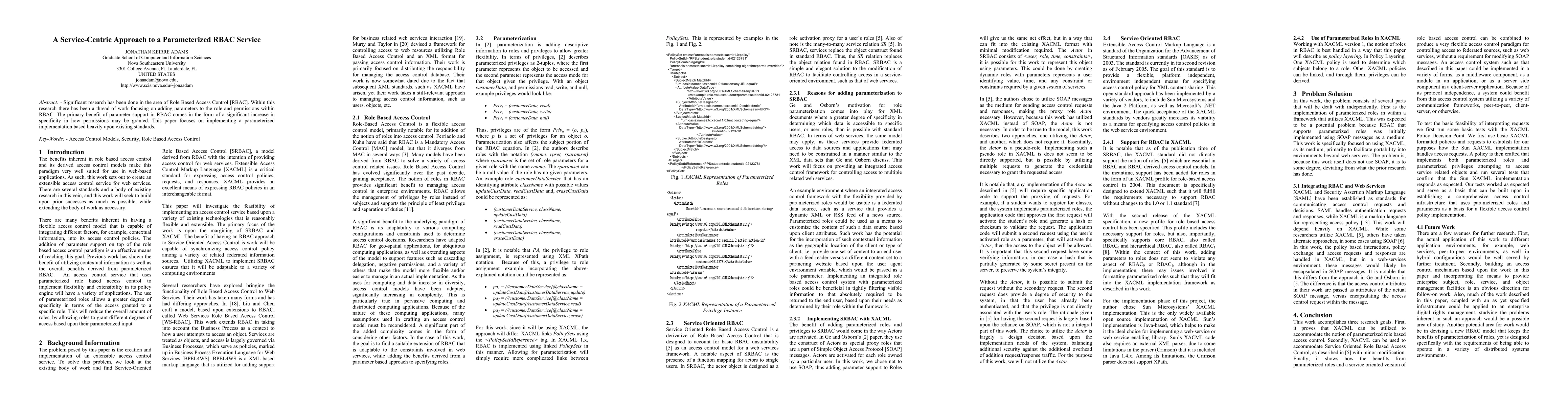 Thumbnail for A Service-Centric Approach to a Parameterized RBAC Service