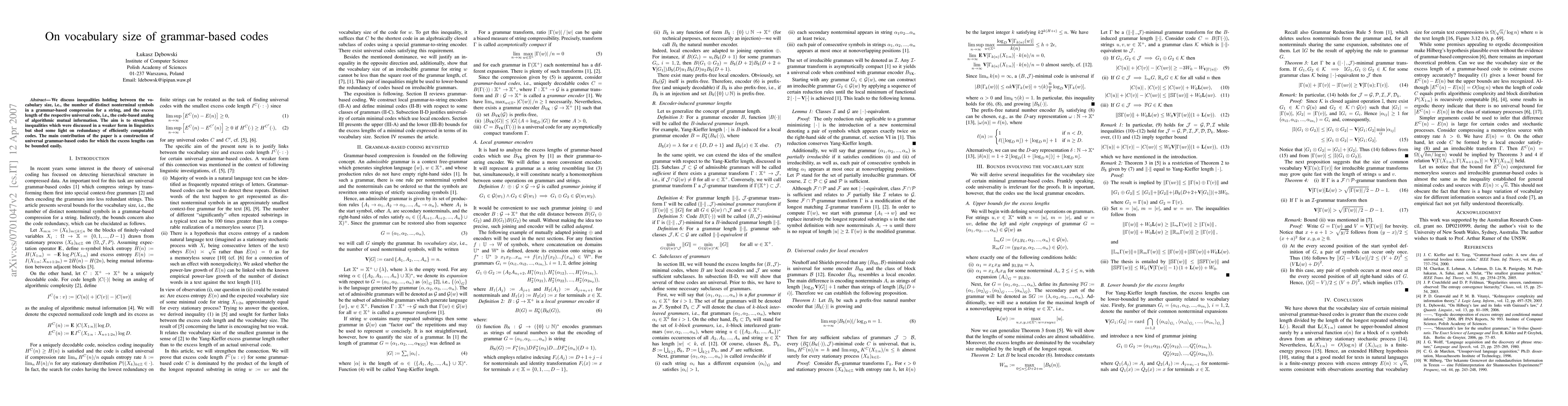 Thumbnail for On vocabulary size of grammar-based codes