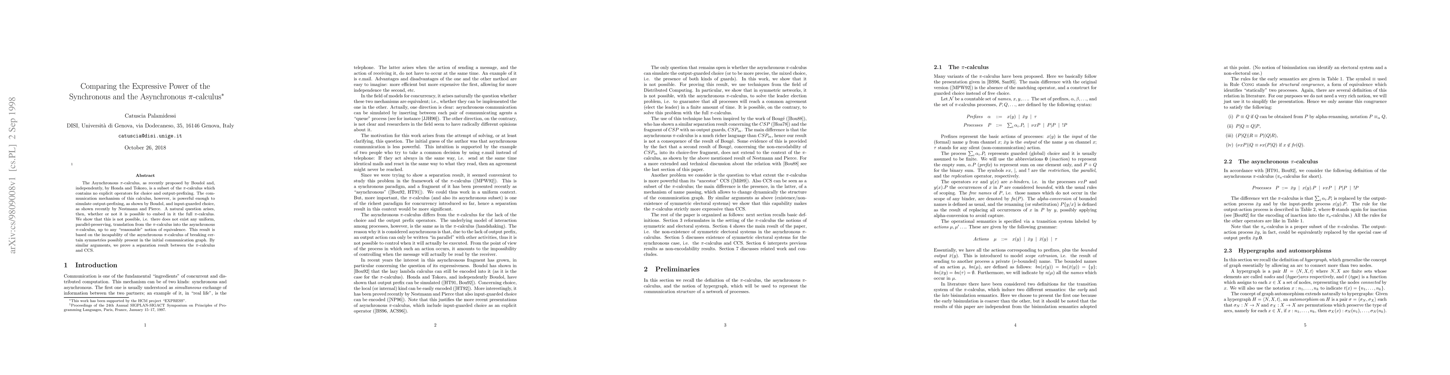 Thumbnail for Comparing the expressive power of the Synchronous and the Asynchronous
  pi-calculus