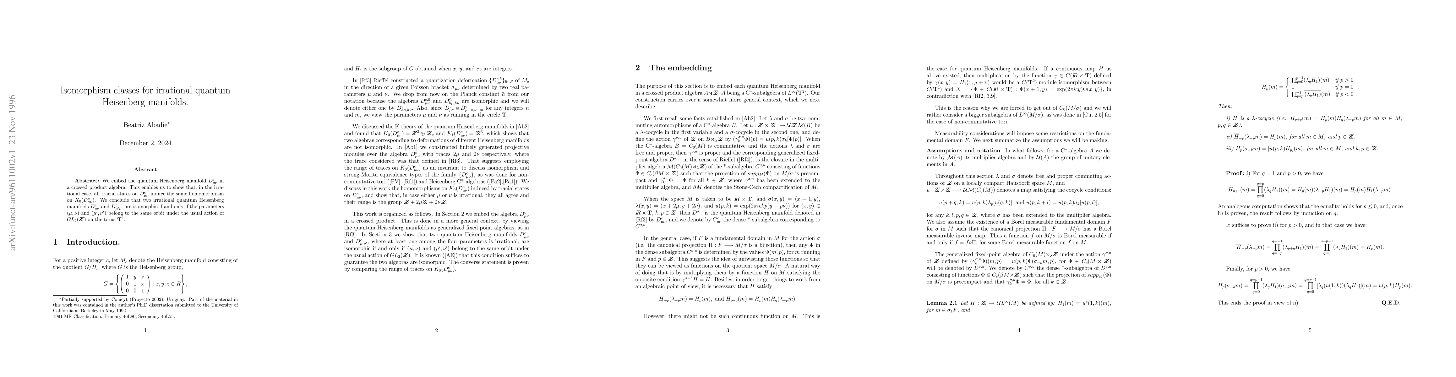 Thumbnail for Isomorphism classes for quantum Heisenberg manifolds