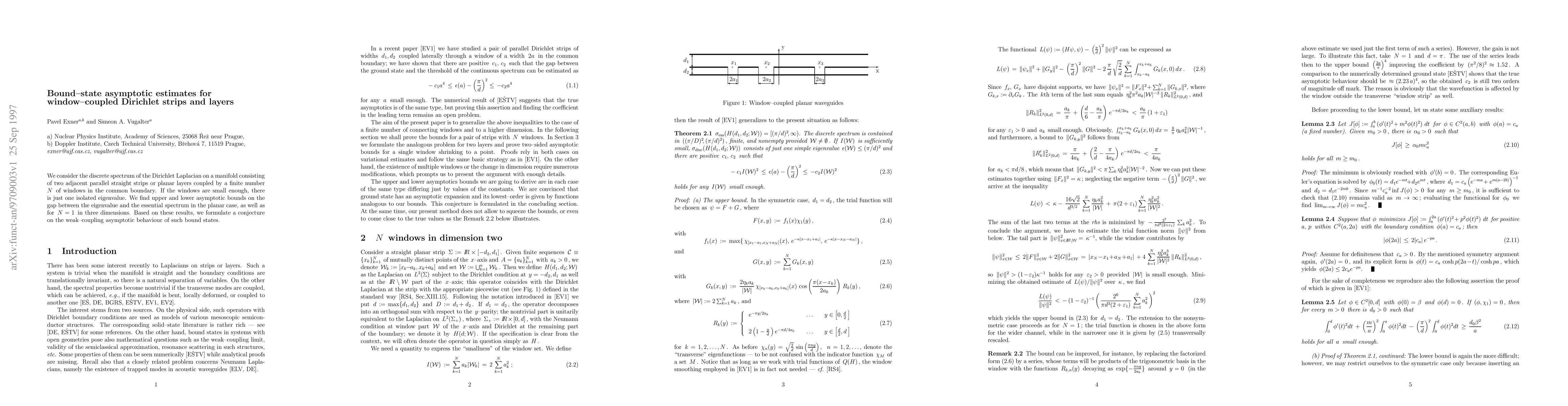 Thumbnail for Bound-state asymptotic estimates for window-coupled Dirichlet strips and
  layers