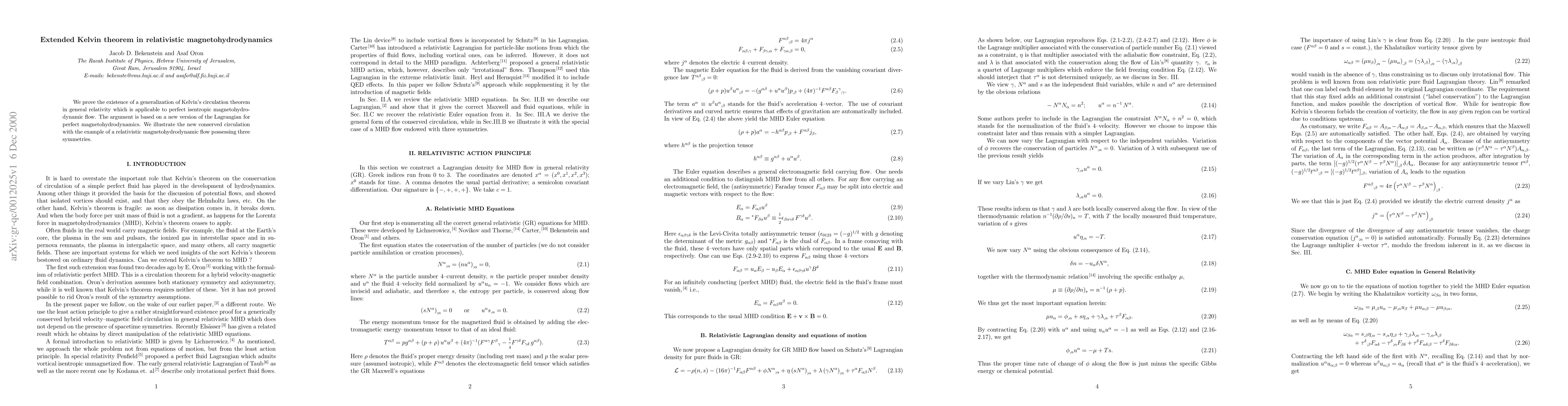 Thumbnail for Extended Kelvin theorem in relativistic magnetohydrodynamics