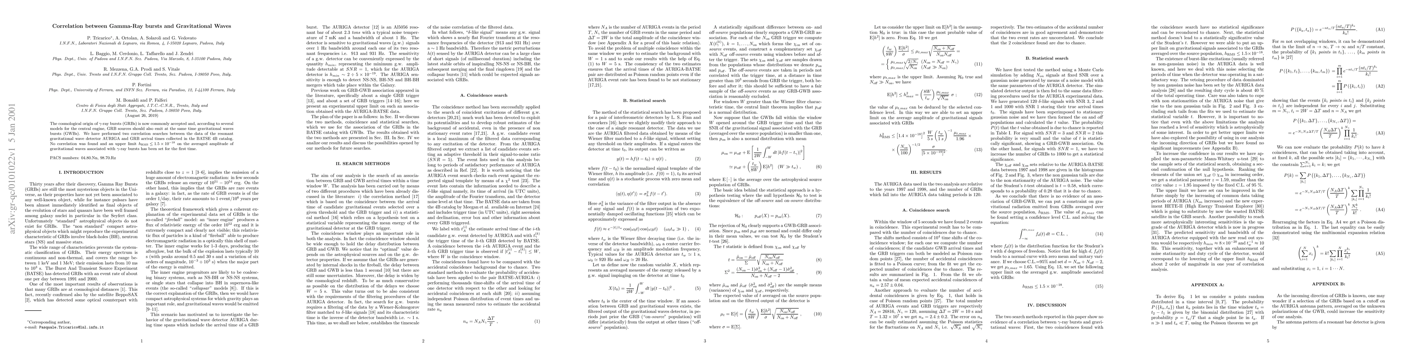 Thumbnail for Correlation between Gamma-Ray bursts and Gravitational Waves