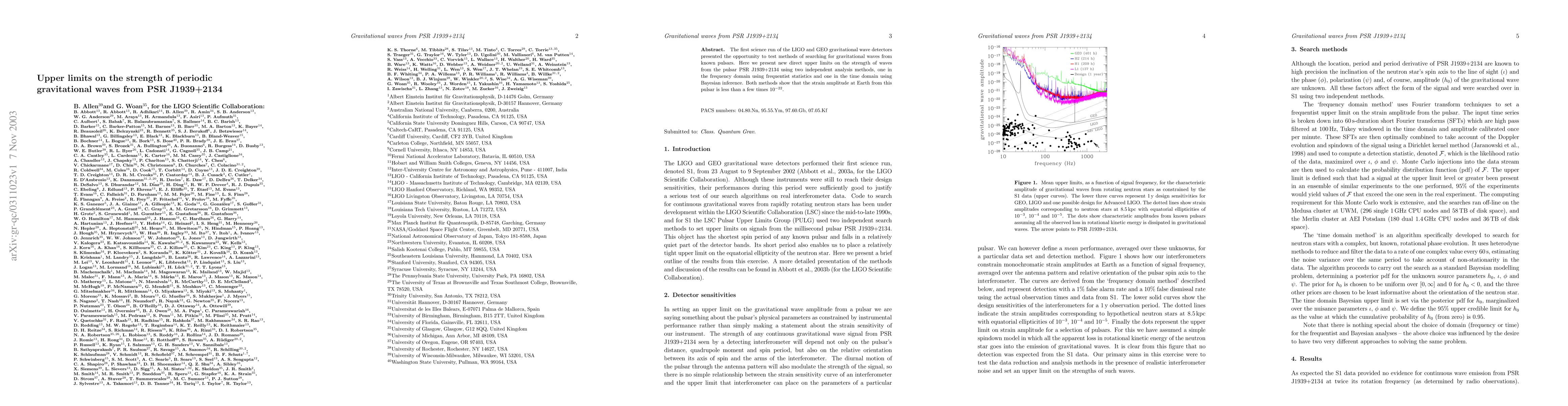 Thumbnail for Upper limits on the strength of periodic gravitational waves from PSR
  J1939+2134