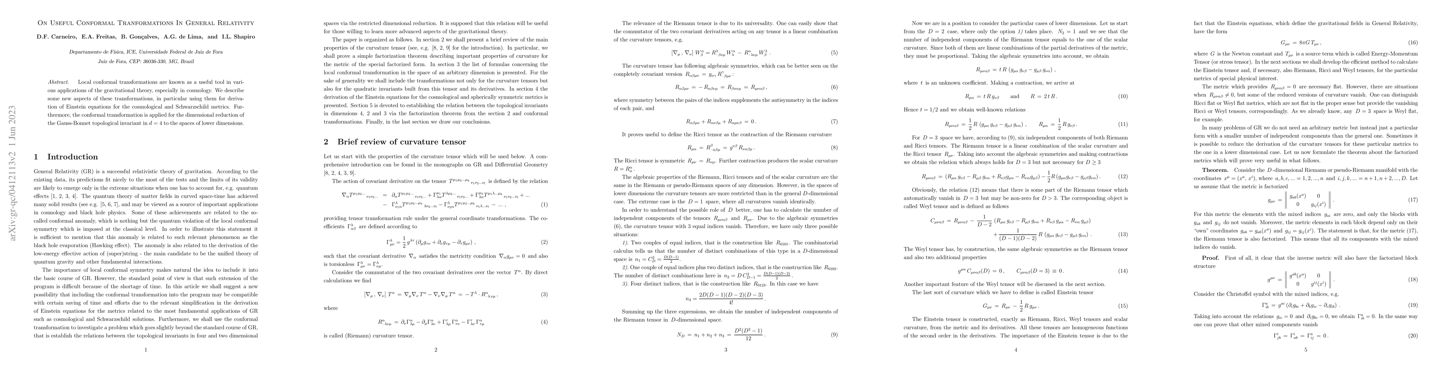 Thumbnail for On Useful Conformal Tranformations In General Relativity