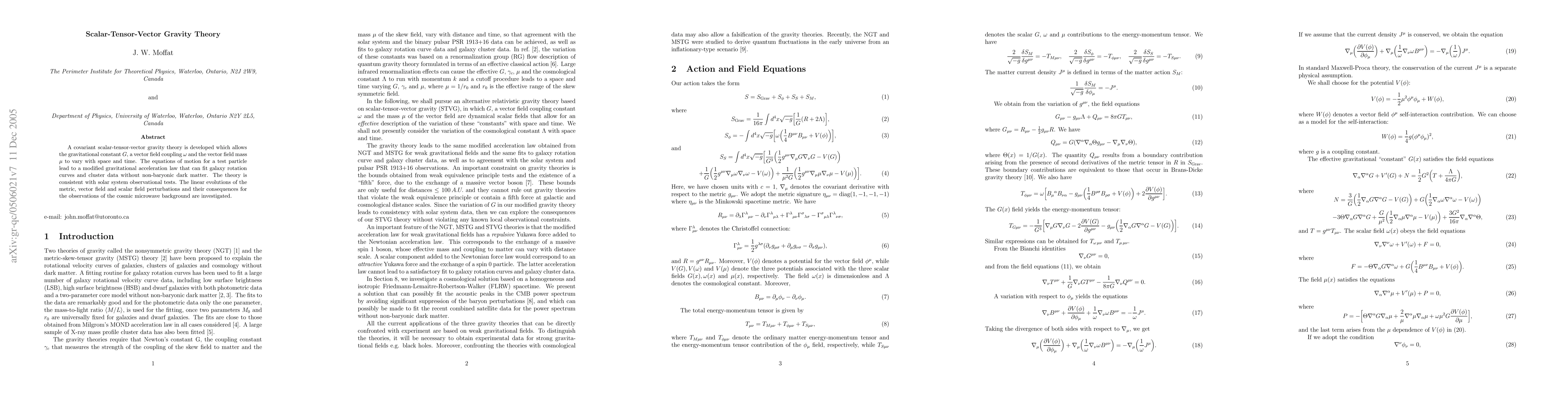 Thumbnail for Scalar-Tensor-Vector Gravity Theory
