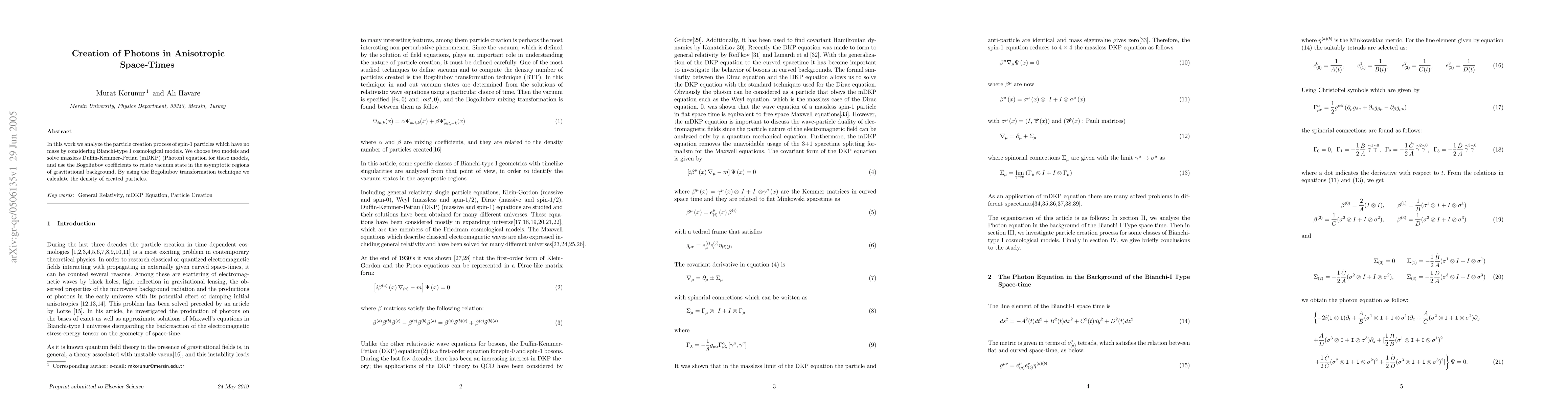 Thumbnail for Creation of Photons in Anisotropic Space-Times
