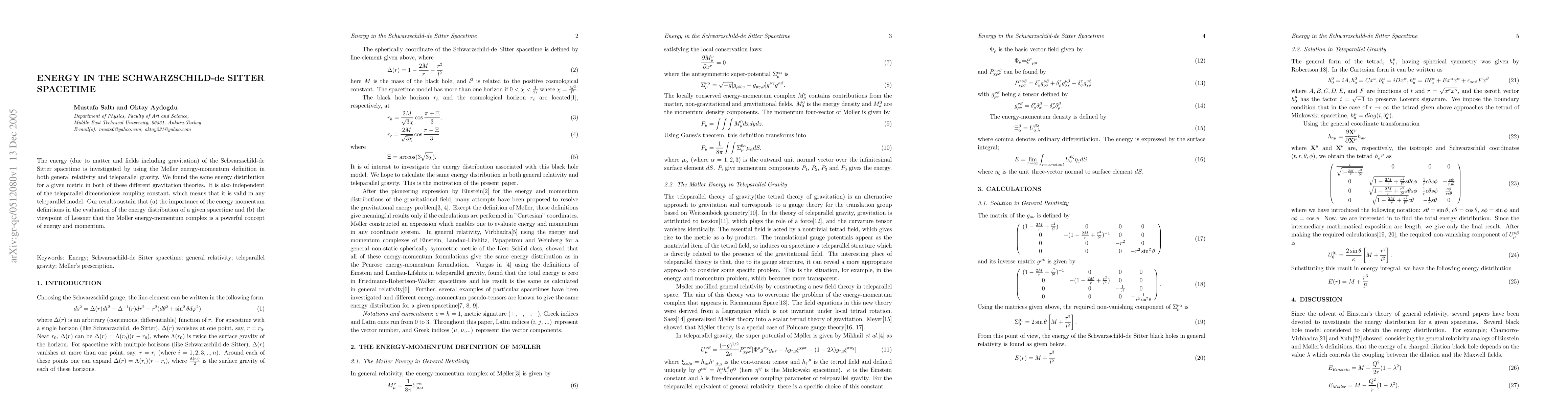 Thumbnail for Energy in the Schwarzschild-de Sitter Spacetime